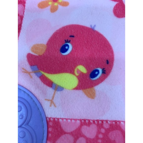 Bright Starts Crinkle Teething Blanket Bird Buterfly Pig Cow Pink with Purple Te - Picture 4 of 9